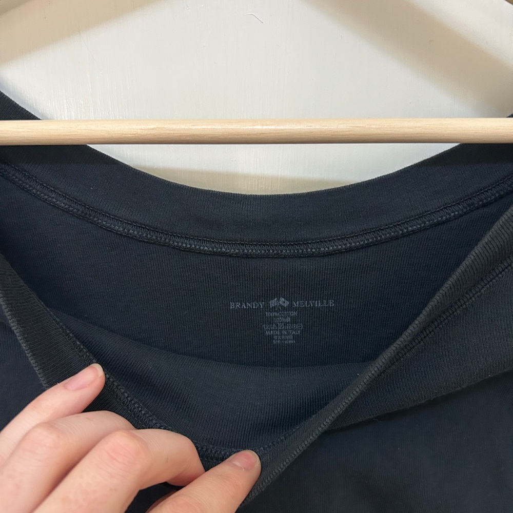 Brandy Melville Black Rounded Neck Tee